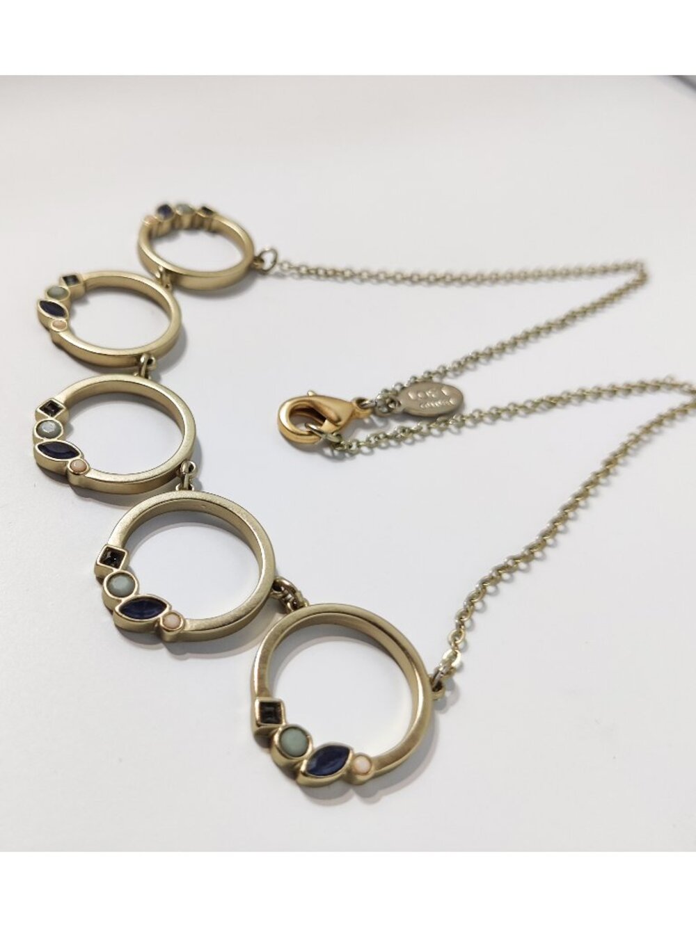 Loft 5 Ring Necklace Gold Tone Understated Tones